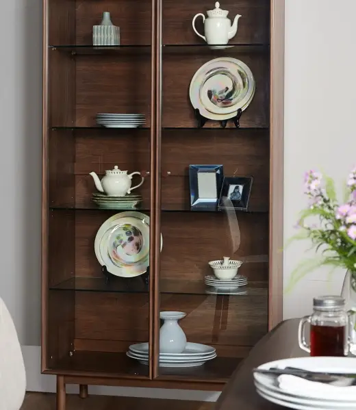 DDV422-WALNUT-DISPLAY CABINET